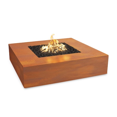 The Outdoor Plus 42 Square Quad Fire Pit - Corten Steel - Match Lit - Liquid Propane OPT-QDCS42-LP